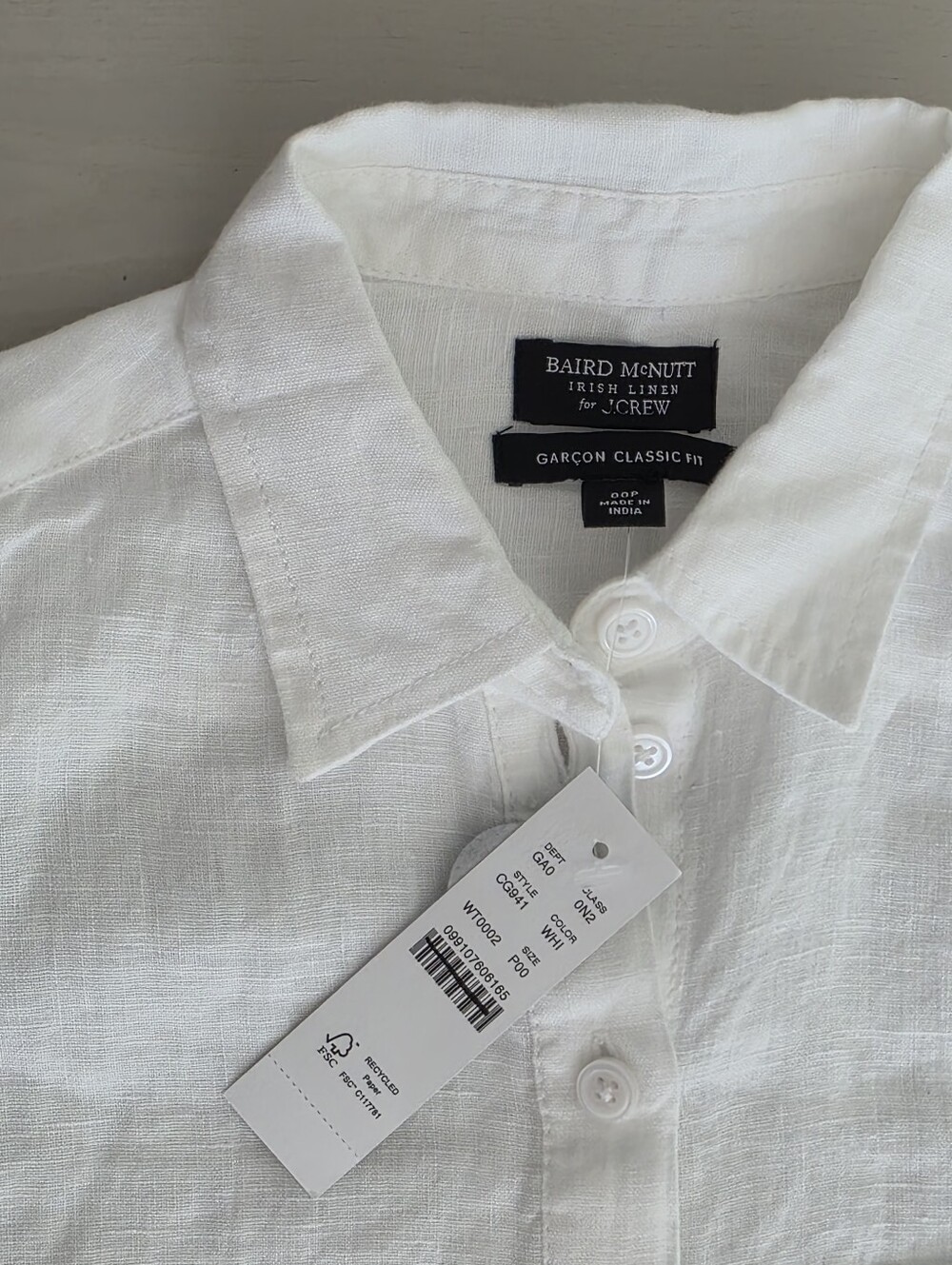 J.Crew Garçon classic button-up shirt in Baird McNutt Irish linen Sz0 $118 White - Picture 9 of 11